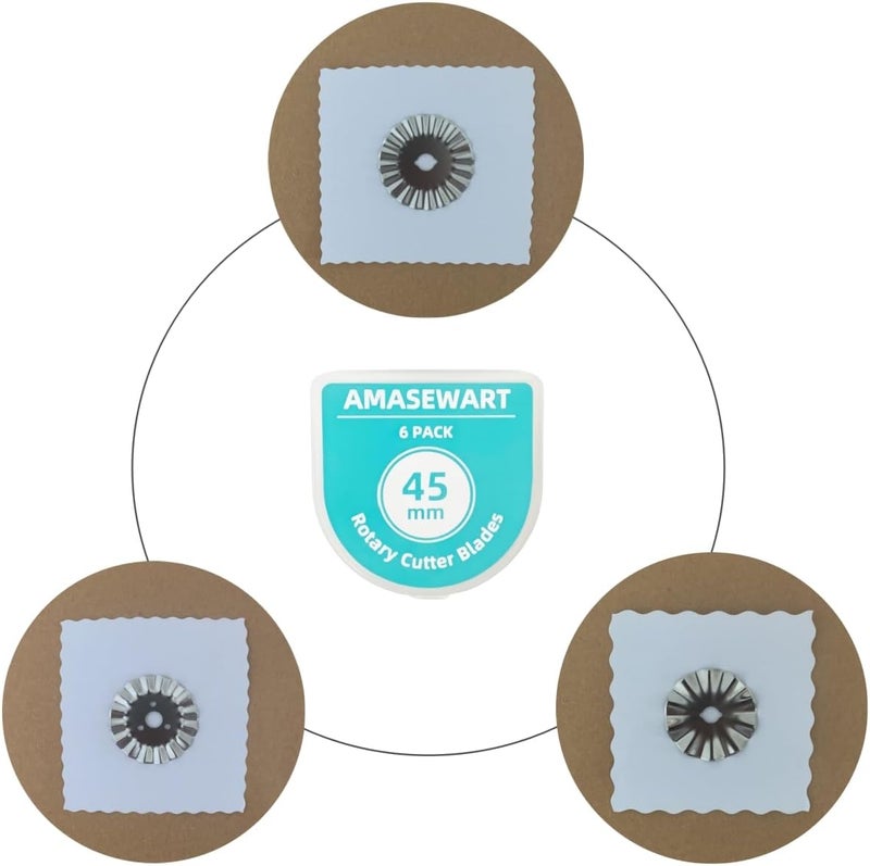 AMASEWART 6 Pack 45mm Pinking Rotary Cutter Blades, Wave Rotary Blades, Decorative Rotary Blades for Quilting,Sewing and Arts & Crafts - Image 4